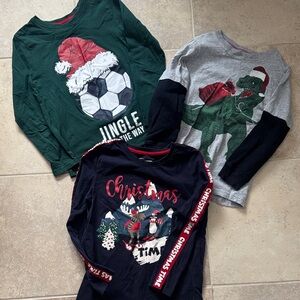 Christmas Themed Kids Long Sleeve Shirts - Set of 3